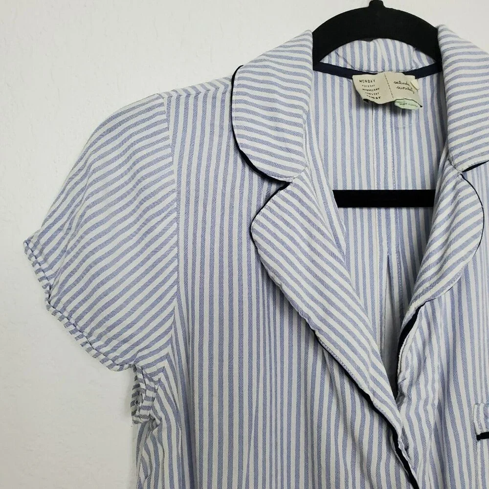Anthropologie Saturday Sunday‎ Womens Pajama Top Size XS Tie Back Striped
